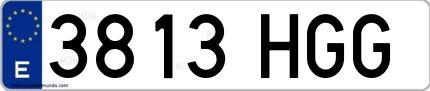 Ejemplo de matrícula española 3813 HGG