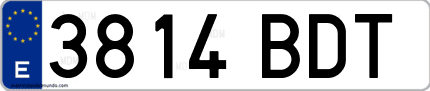 Ejemplo de matrícula de coche ordinaria 3814 BDT