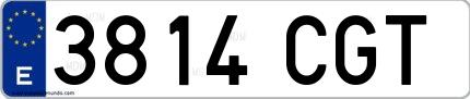 Ejemplo de matrícula española 3814 CGT