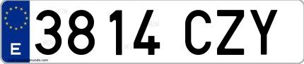 Ejemplo de matrícula española 3814 CZY