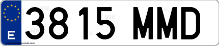 Ejemplo de matrícula de coche ordinaria 3815 MMD