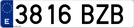 Ejemplo de matrícula de coche ordinaria 3816 BZB