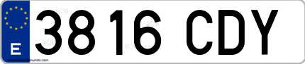 Ejemplo de matrícula de coche ordinaria 3816 CDY
