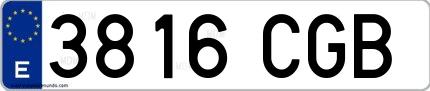 Ejemplo de matrícula española 3816 CGB