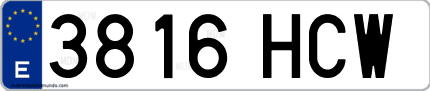 Ejemplo de matrícula de coche ordinaria 3816 HCW