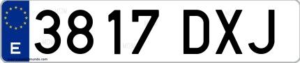 Ejemplo de matrícula española 3817 DXJ