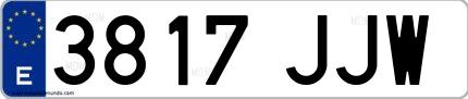Ejemplo de matrícula española 3817 JJW