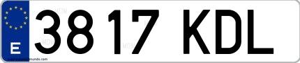 Ejemplo de matrícula española 3817 KDL