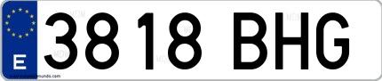 Ejemplo de matrícula española 3818 BHG