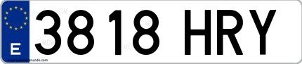 Ejemplo de matrícula española 3818 HRY