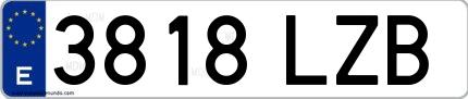 Ejemplo de matrícula española 3818 LZB