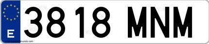 Ejemplo de matrícula española 3818 MNM