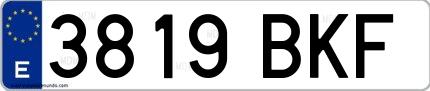 Ejemplo de matrícula española 3819 BKF