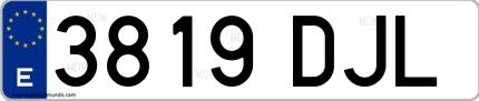 Ejemplo de matrícula española 3819 DJL