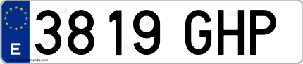 Ejemplo de matrícula de coche ordinaria 3819 GHP