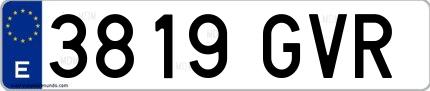 Ejemplo de matrícula española 3819 GVR