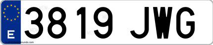 Ejemplo de matrícula española 3819 JWG
