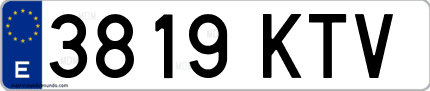 Ejemplo de matrícula de coche ordinaria 3819 KTV