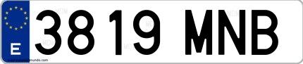 Ejemplo de matrícula española 3819 MNB
