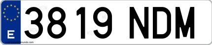 Ejemplo de matrícula española 3819 NDM