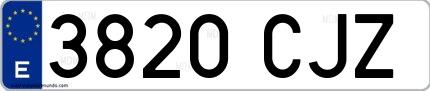 Ejemplo de matrícula española 3820 CJZ