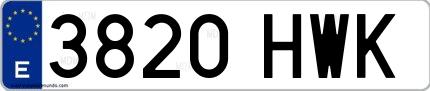 Ejemplo de matrícula española 3820 HWK