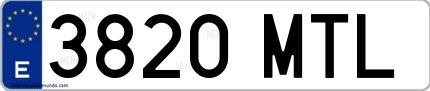 Ejemplo de matrícula española 3820 MTL