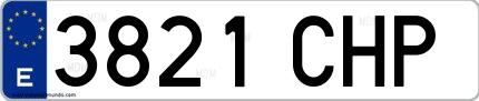Ejemplo de matrícula española 3821 CHP