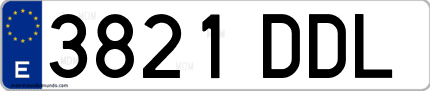 Ejemplo de matrícula de coche ordinaria 3821 DDL