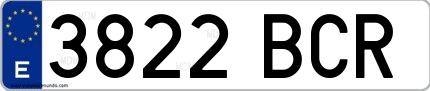Ejemplo de matrícula española 3822 BCR
