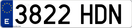 Ejemplo de matrícula de coche ordinaria 3822 HDN