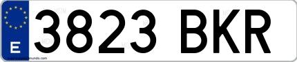 Ejemplo de matrícula española 3823 BKR
