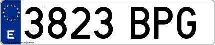 Ejemplo de matrícula española 3823 BPG
