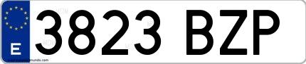 Ejemplo de matrícula española 3823 BZP