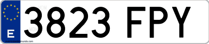 Ejemplo de matrícula de coche ordinaria 3823 FPY