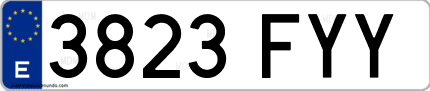 Ejemplo de matrícula de coche ordinaria 3823 FYY