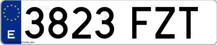 Ejemplo de matrícula española 3823 FZT