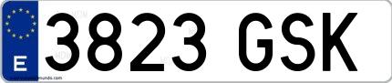 Ejemplo de matrícula española 3823 GSK
