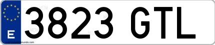Ejemplo de matrícula española 3823 GTL