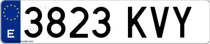 Ejemplo de matrícula española 3823 KVY