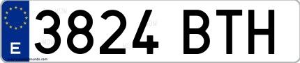 Ejemplo de matrícula española 3824 BTH