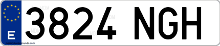 Ejemplo de matrícula de coche ordinaria 3824 NGH
