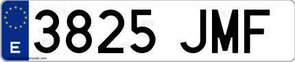 Ejemplo de matrícula de coche ordinaria 3825 JMF