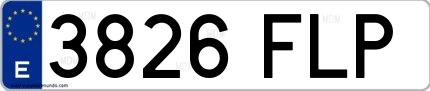 Ejemplo de matrícula española 3826 FLP