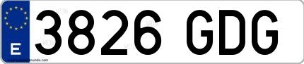 Ejemplo de matrícula española 3826 GDG