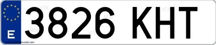Ejemplo de matrícula española 3826 KHT