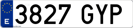 Ejemplo de matrícula de coche ordinaria 3827 GYP