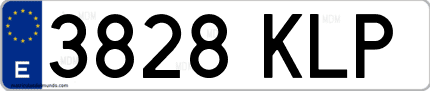Ejemplo de matrícula de coche ordinaria 3828 KLP