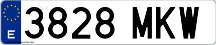 Ejemplo de matrícula española 3828 MKW