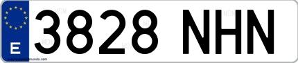 Ejemplo de matrícula española 3828 NHN